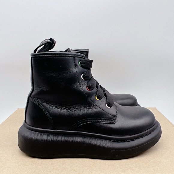 ALEXANDER MCQUEEN Hybrid Lace-up Boots BLACK/ Multi Leather Kids EU 30/ US12 - Picture 5 of 13
